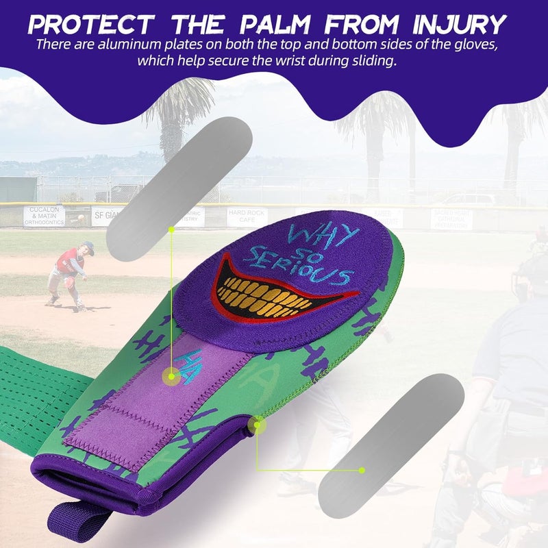 Big Crazy Sliding Mitt, Baseball Softball Sliding Glove for Youth Kid, Hand Protection for Left & Right Hands, Flexible Breathable Durable, Funny Design Ice Cream, Joker Smile, Coconut Tree - Image 3